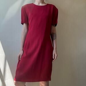 Vintage 1990s Ann Taylor Red Button Back Dress 6 Retro Classic Timeless Preppy
